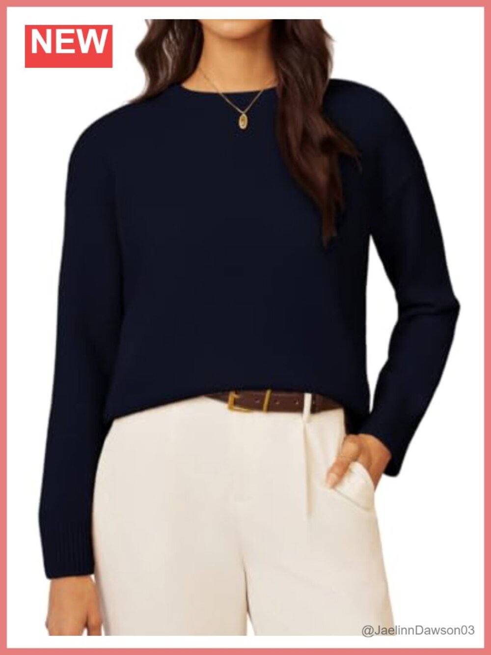 100% Merino Wool Crewneck Pullover Sweater Loose Fit Long Sleeve Women